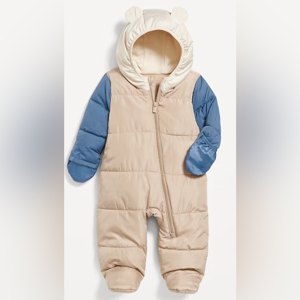 Old Navy Beige and Blue Kids snow suit